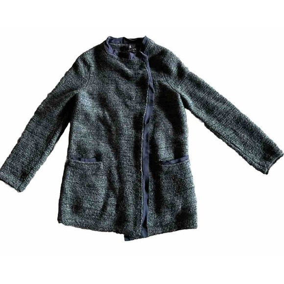 Lanvin Jackets & Blazers - Lanvin Collection Boiled Wool Sweater Coat Gorgeous Lace Edge Button Down
